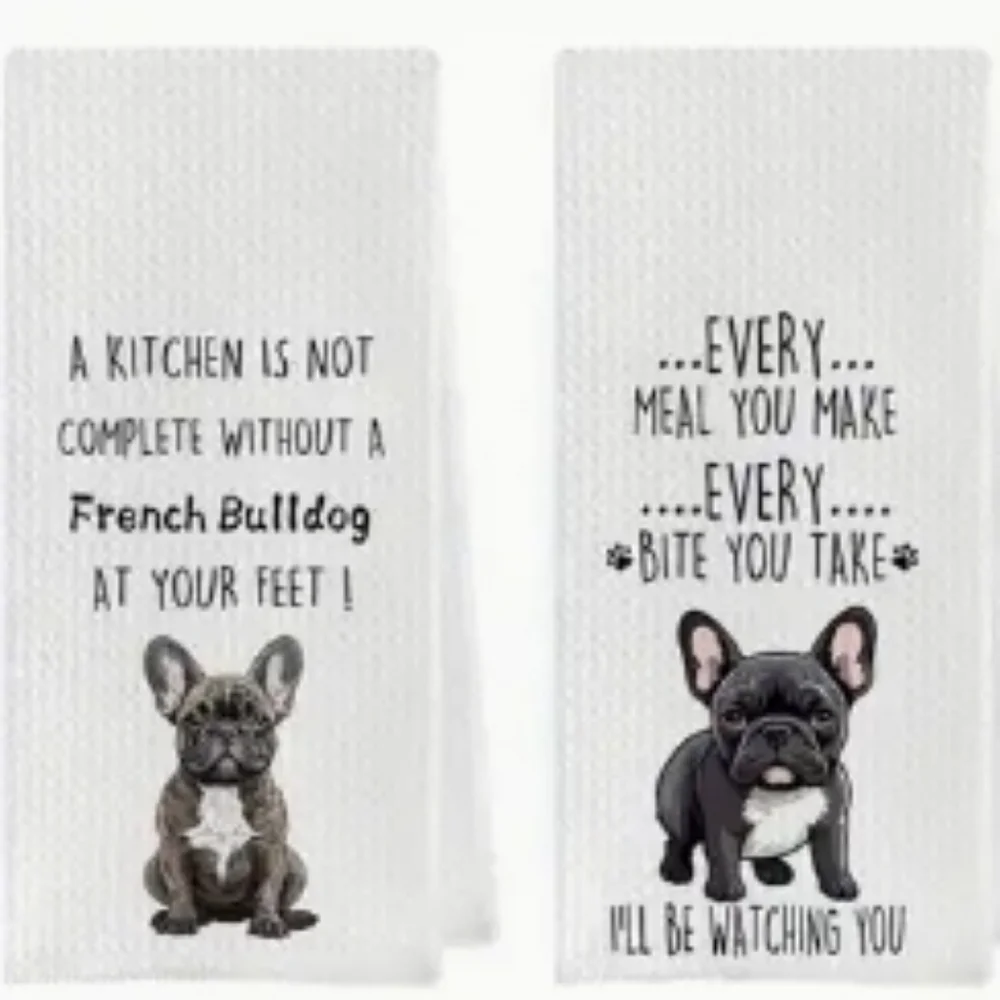 Samson's FRIENDS 2 Pc SET French Bulldog Kitchen Towels